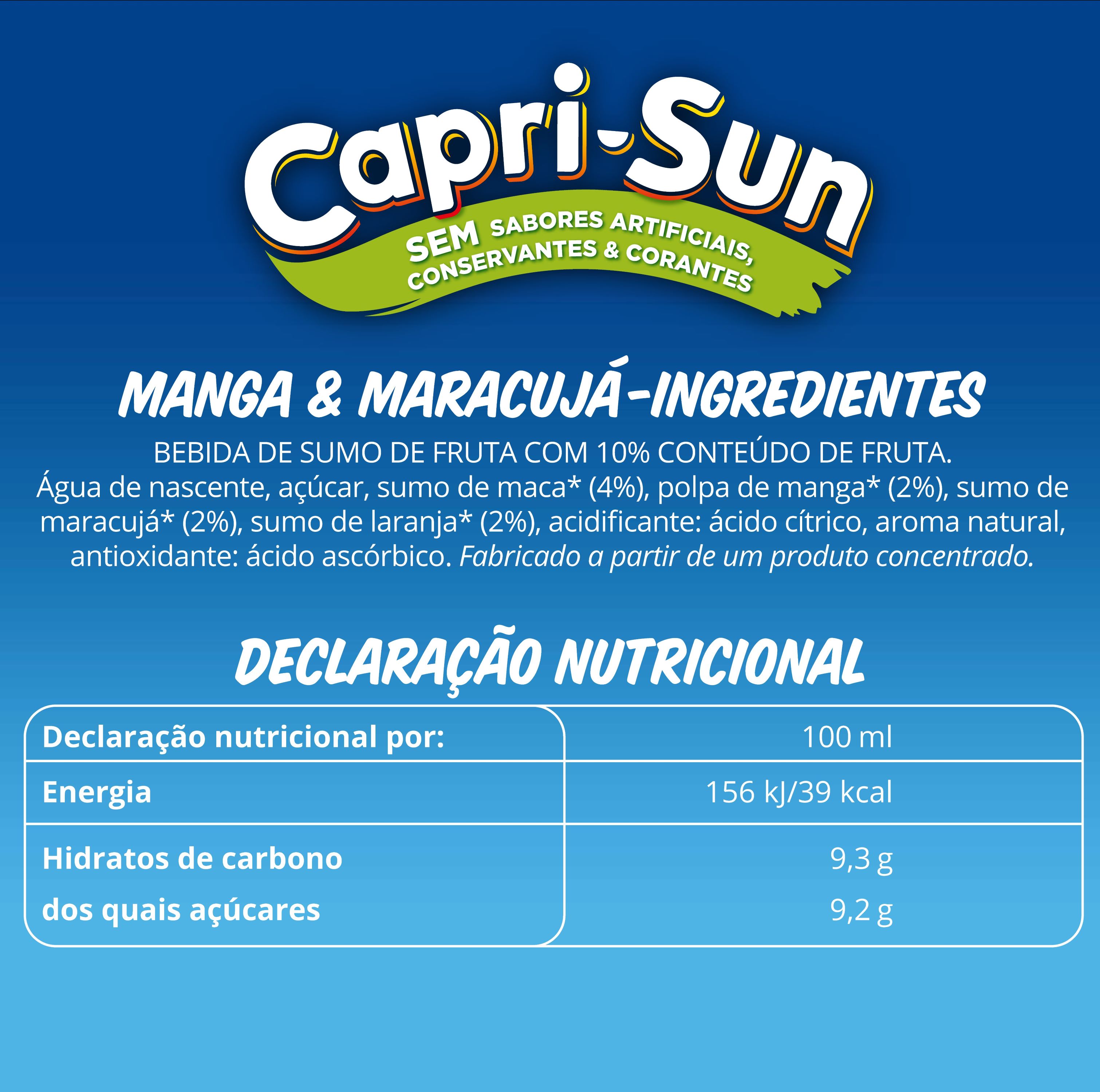 REFRIGERANTE CAPRI-SUN SEM GÁS MANGA E MARACUJÁ 0.33L
