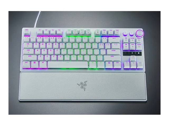 Razer Huntsman V3 Pro Tenkeyless - Tastatur - 80% - TKL - backlit - USB - QWERTY - USA - tastkontakt: Razer Analog Optical Switches (Gen-2) - hvid