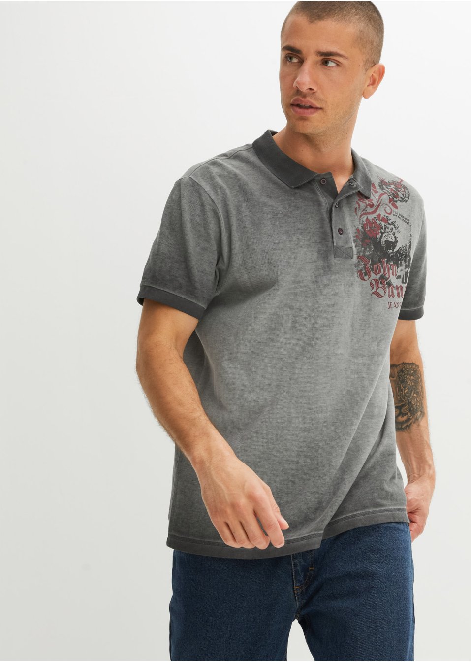 Polo Loose Fit aspect délavé, manches courtes