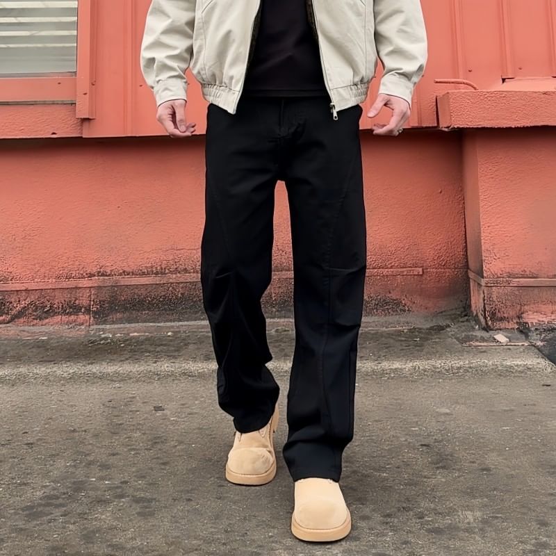 blastealle - Mid Rise Plain Straight Leg Pants