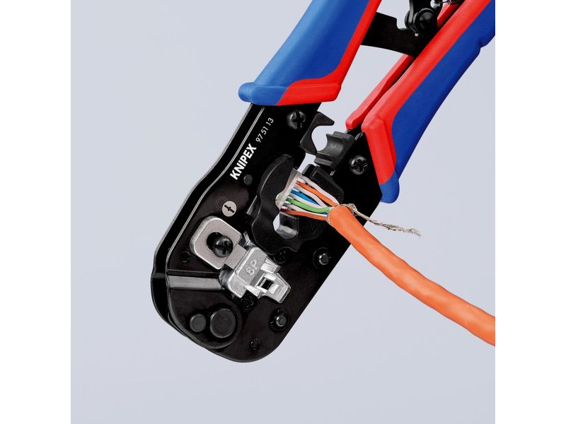Knipex Crimpzange für RJ45-Westernstecker 190 mm Crimpzange für Kabelschnitt