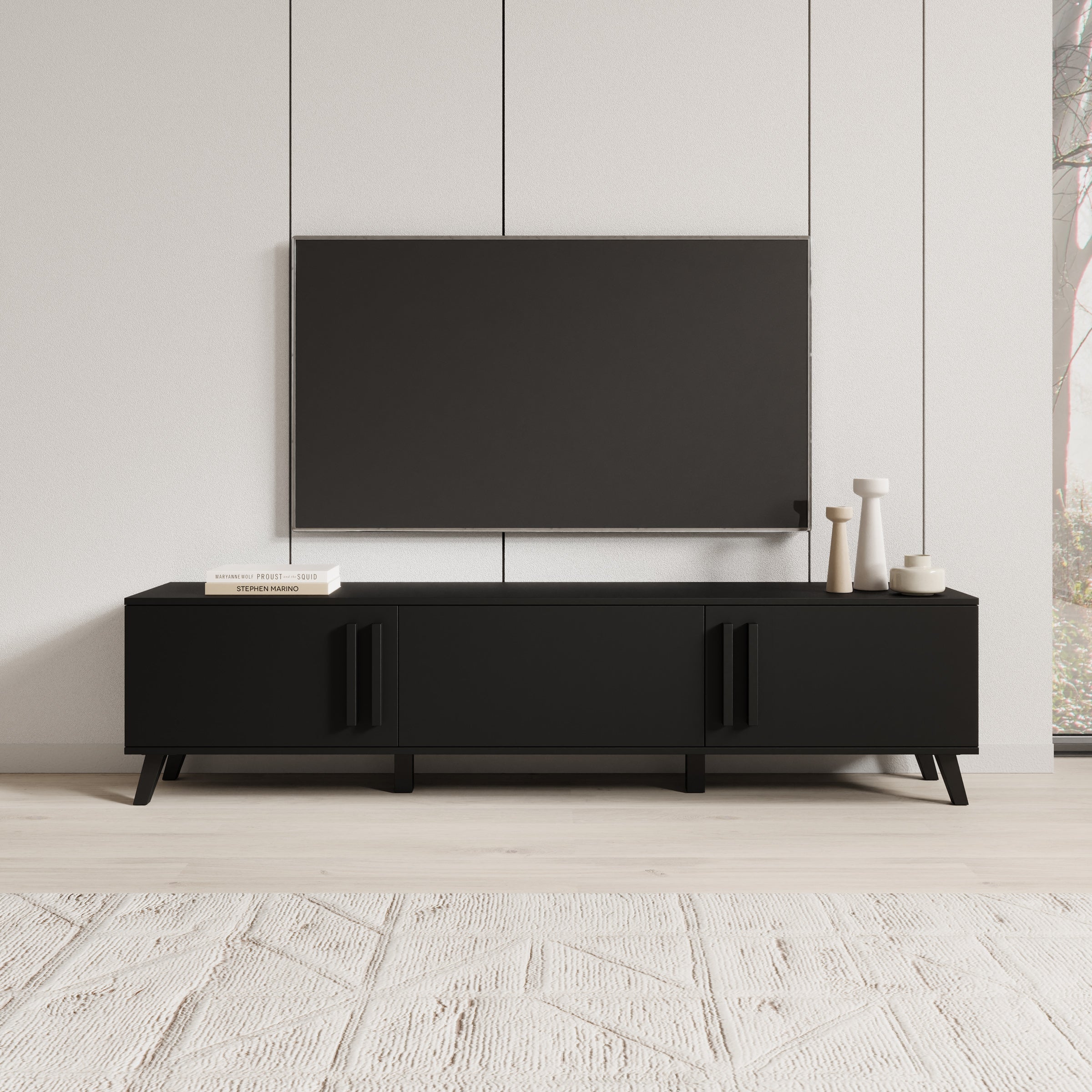 Hydra - TV-Meubel - Zwart - 180x33x40 cm