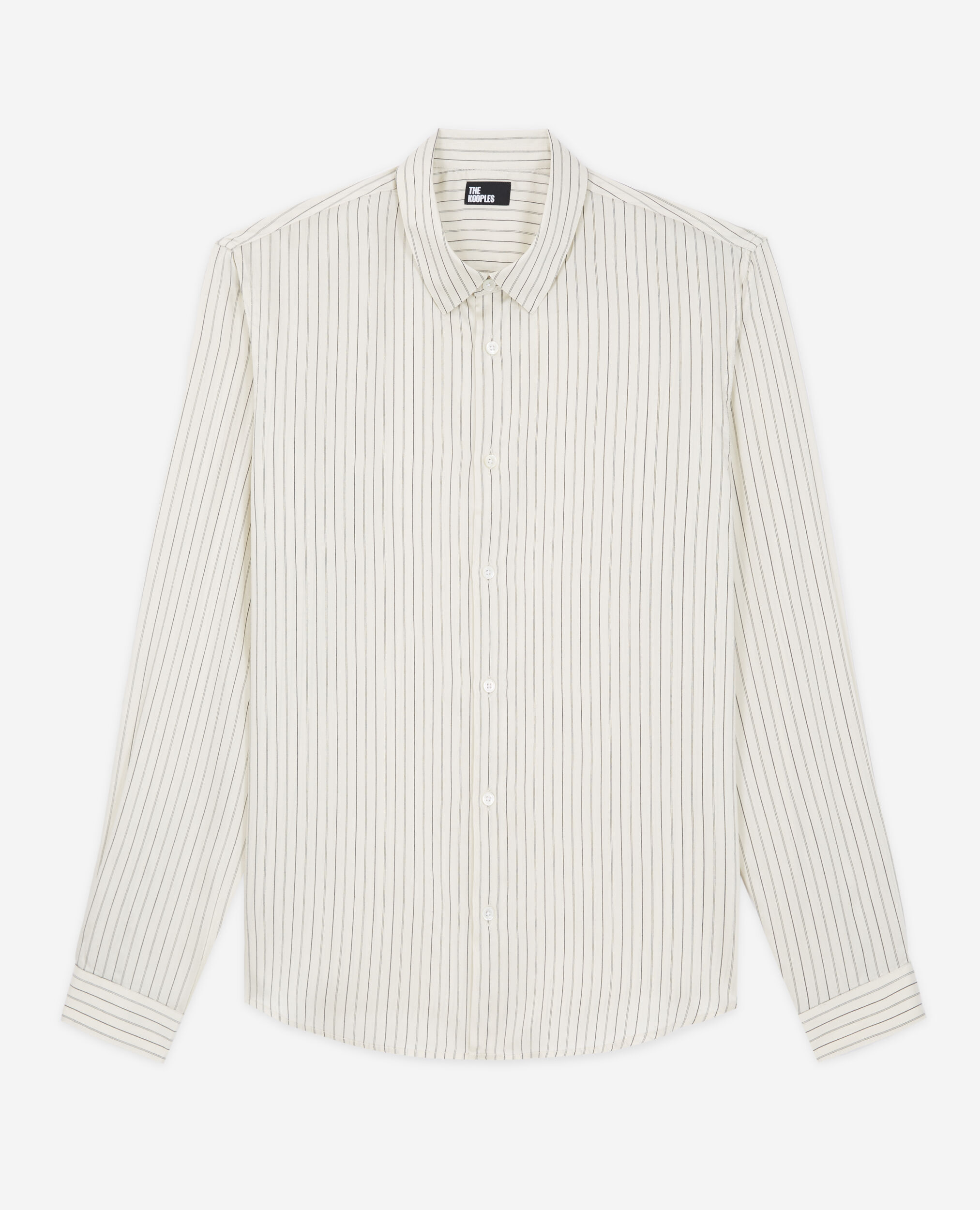 Chemise col classique slim à rayures écrue