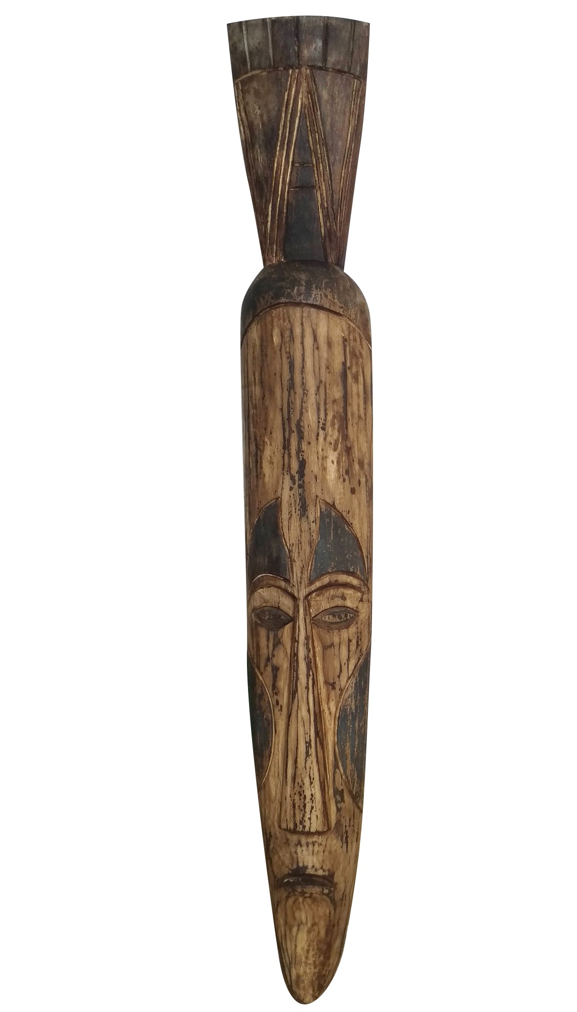 Maske 'Africa' mit Hut, natur, H 102 cm, B 13 cm, T 7 cm von fischer's lagerhaus