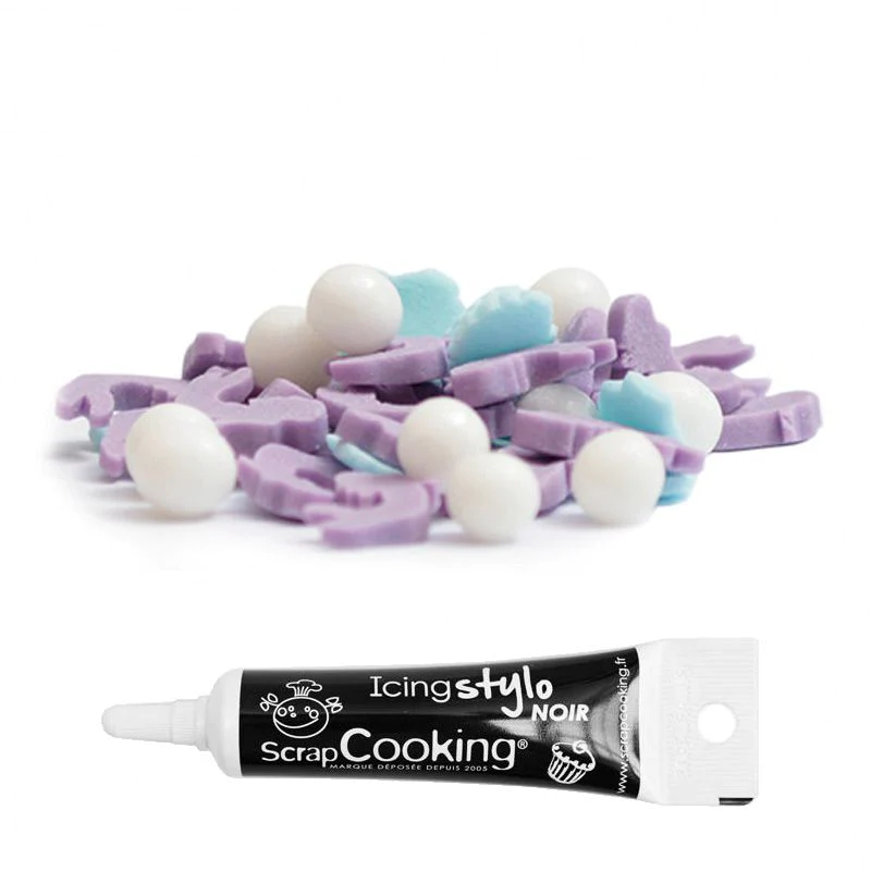 Décors sucrés Sirène + Stylo de glaçage noir Scrapcooking