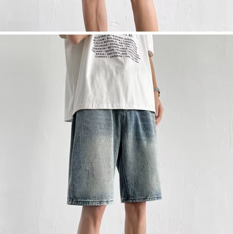 Ateso - Mid Rise Washed Denim Shorts