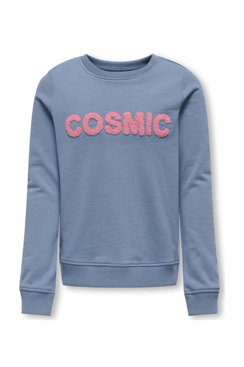 ONLY sweater KOGAMELIE met tekst zachtblauw
