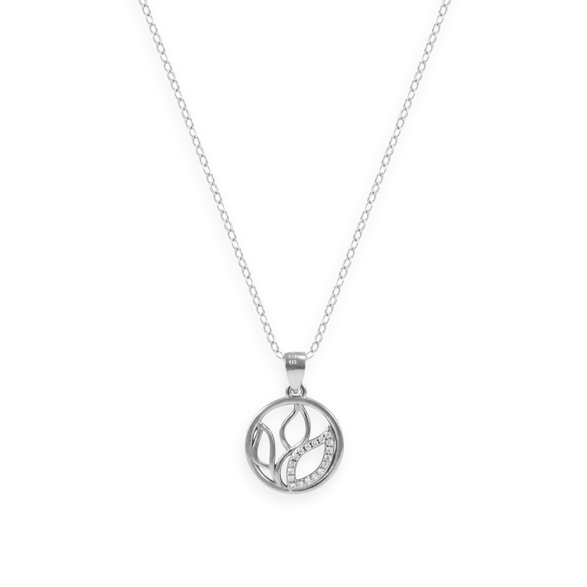 Collier en argent 925 rhodié avec oxydes de zirconium