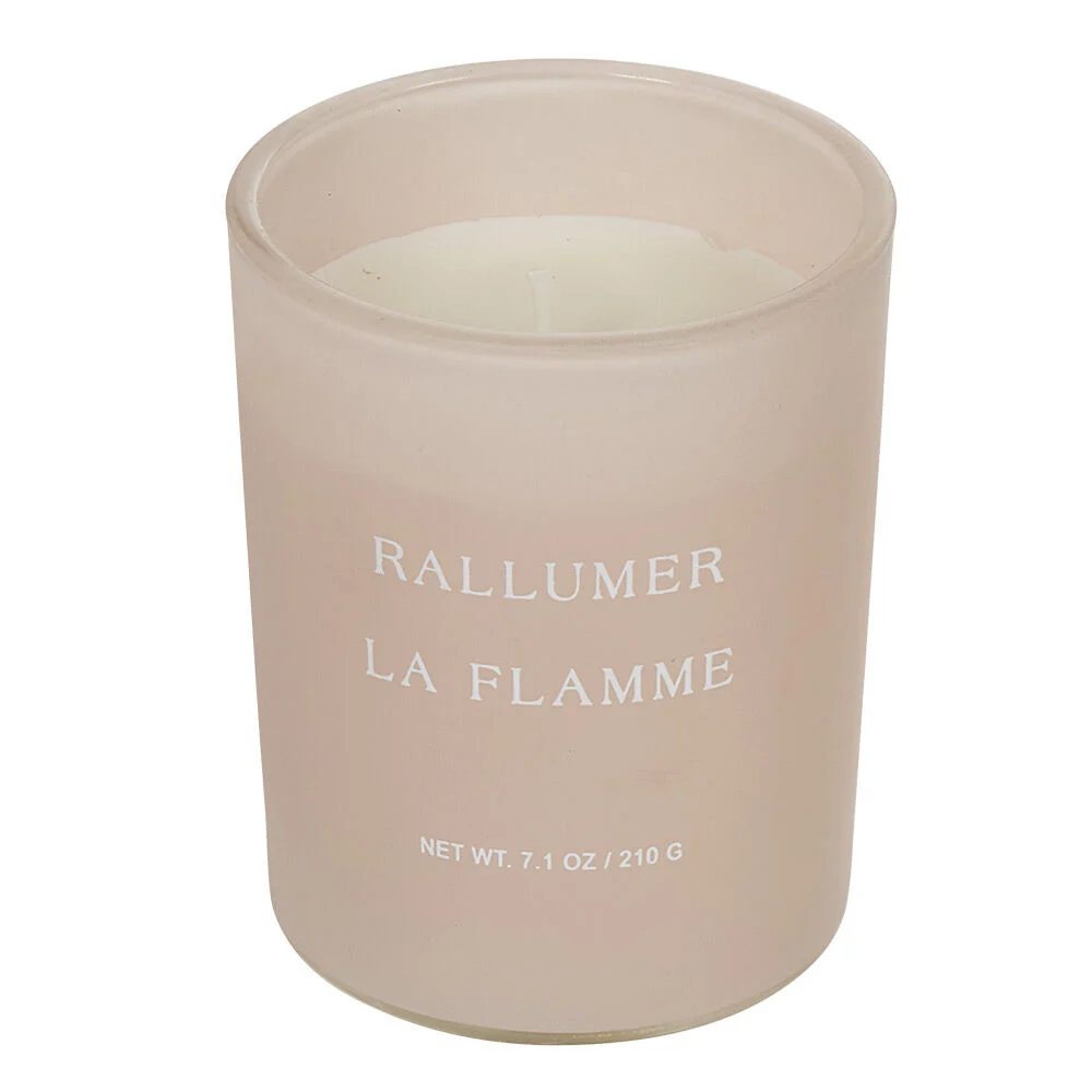 Bougie dans verre inscription Rallumer la flamme senteur passion