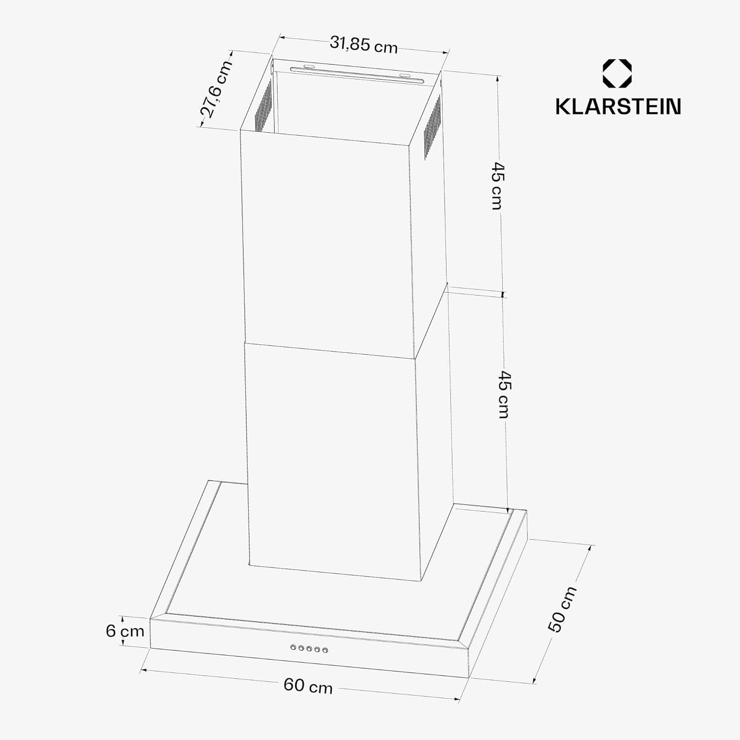 Klarstein AeroClean Dunstabzugshaube - 60 cm Wandhaube, Boost-Modus 721 m³/h, A++ Energieeffizienz, LED-Beleuchtung 3800-4200 K, Edelstahl, Abluft & Umluft, Drucktasten, 52-68 dB