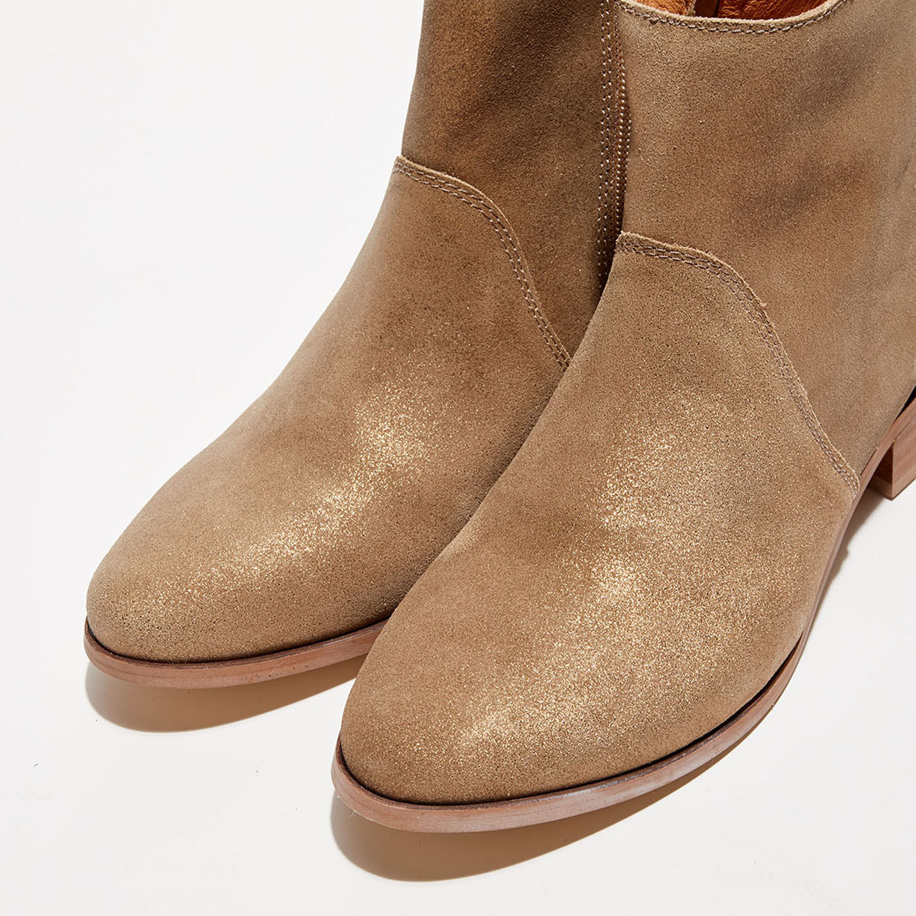 Anaki Bottines en Velours de Cuir Zabeth sable