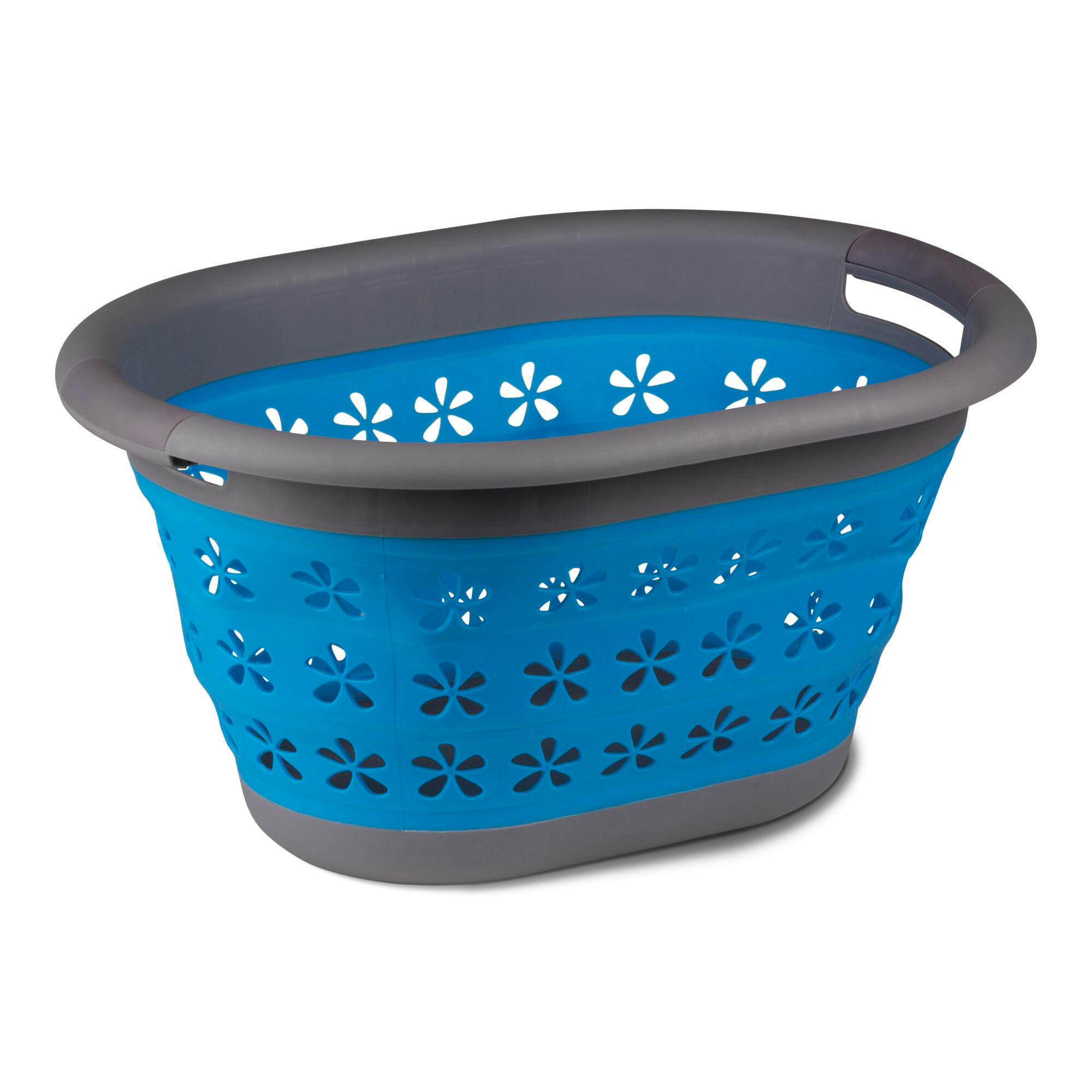 Kampa Collapsible Laundry Basket Zusammenklappbarer Wäschekorb mit Griffen blau