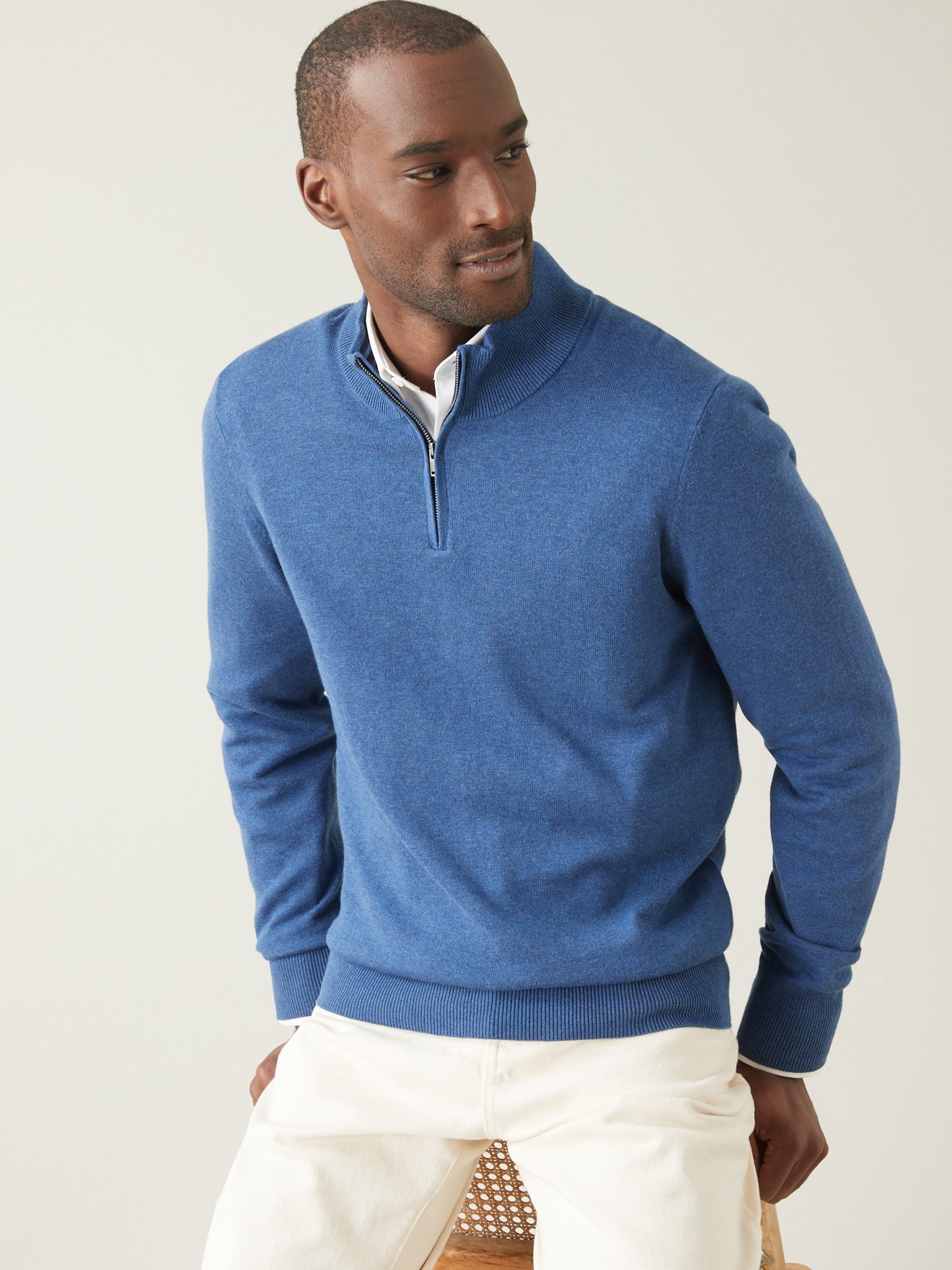 Pull homme col montant zippé