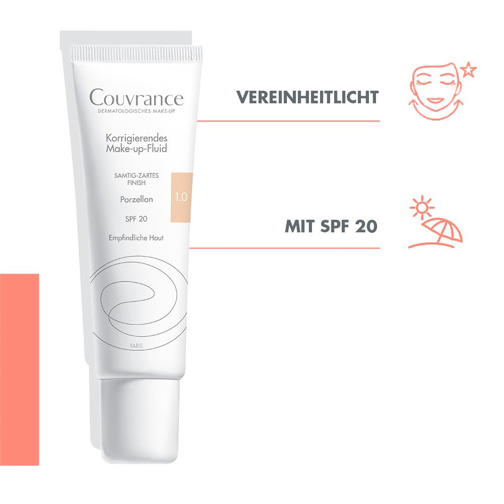 Avène Couvrance korrigierendes Make up Fluid 01 Porzellan mit UV-Schutz