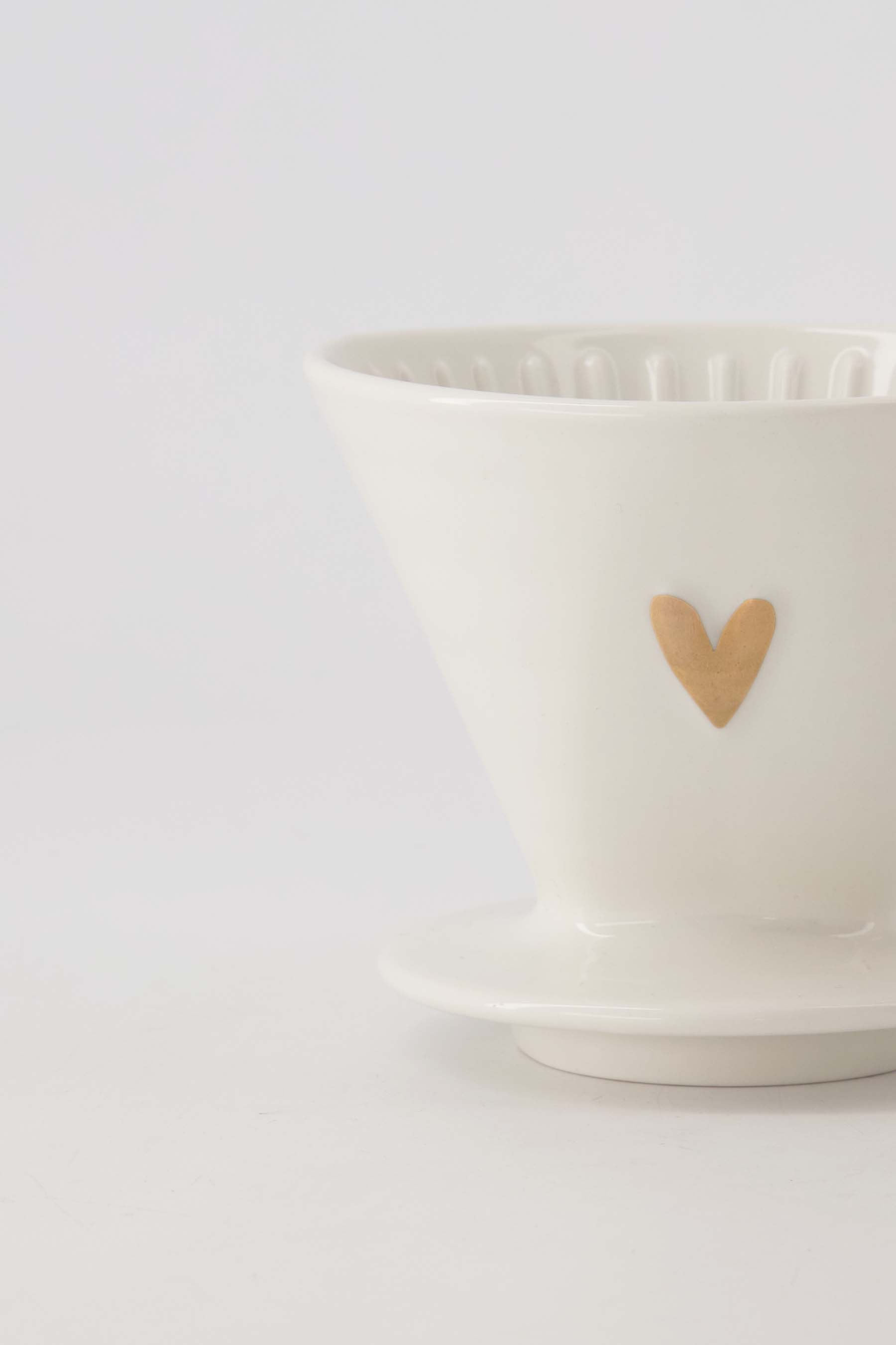 koffiefilterhouder keramiek hartje wit/goud