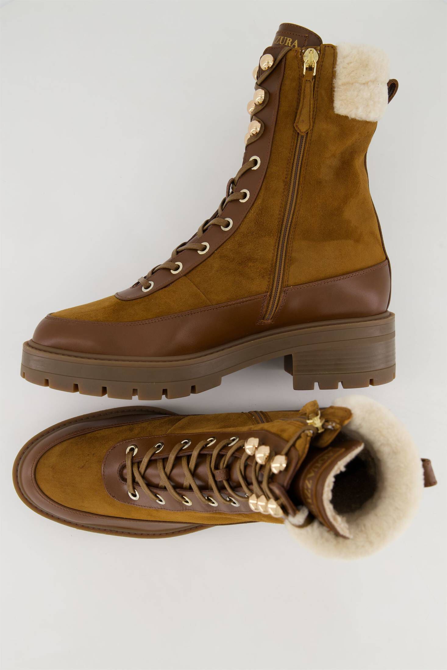 Aquazzura| Damen Schnürboots VERY CORTINA SHEARLING BOOTIE aus Leder