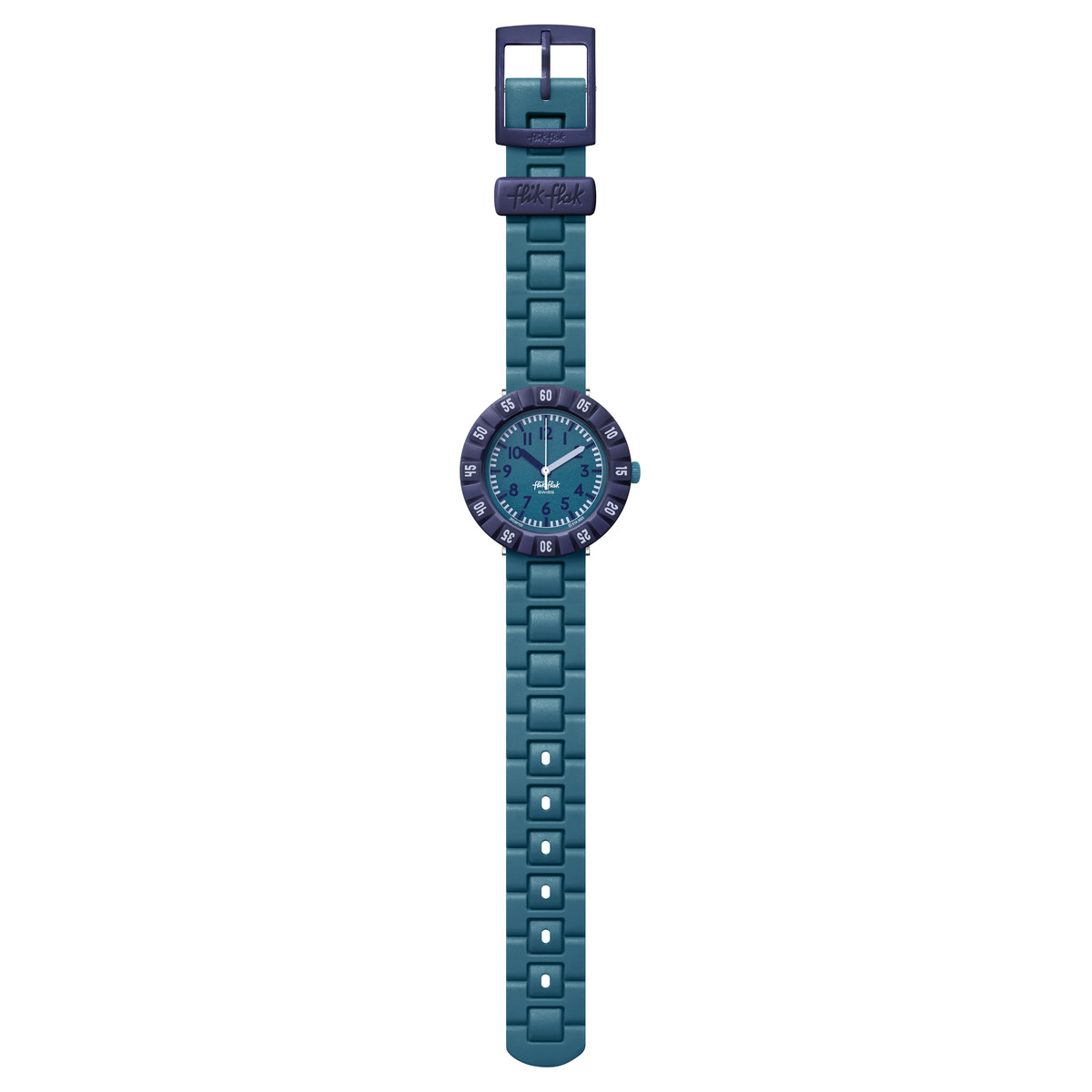 Montre FLIK FLAK Gameland Level Teal enfant plastique biosourcé bracelet PET recyclé vert