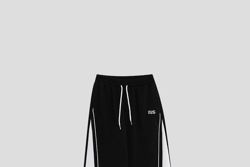 INStudio - Hoge taille, trekkoord, contrasterende rand, losse, rechte broek