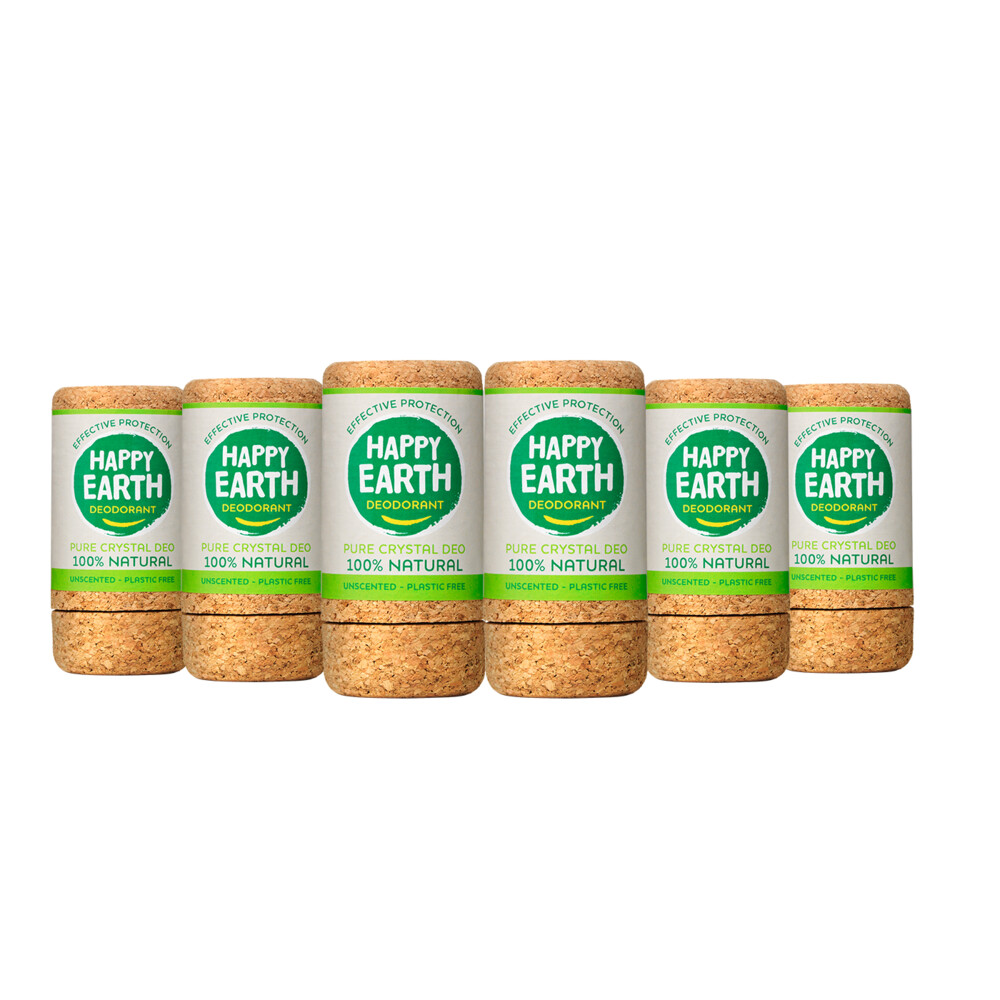 6x Happy Earth 100% Natuurlijke Crystal Deodorant Geurloos90 gr