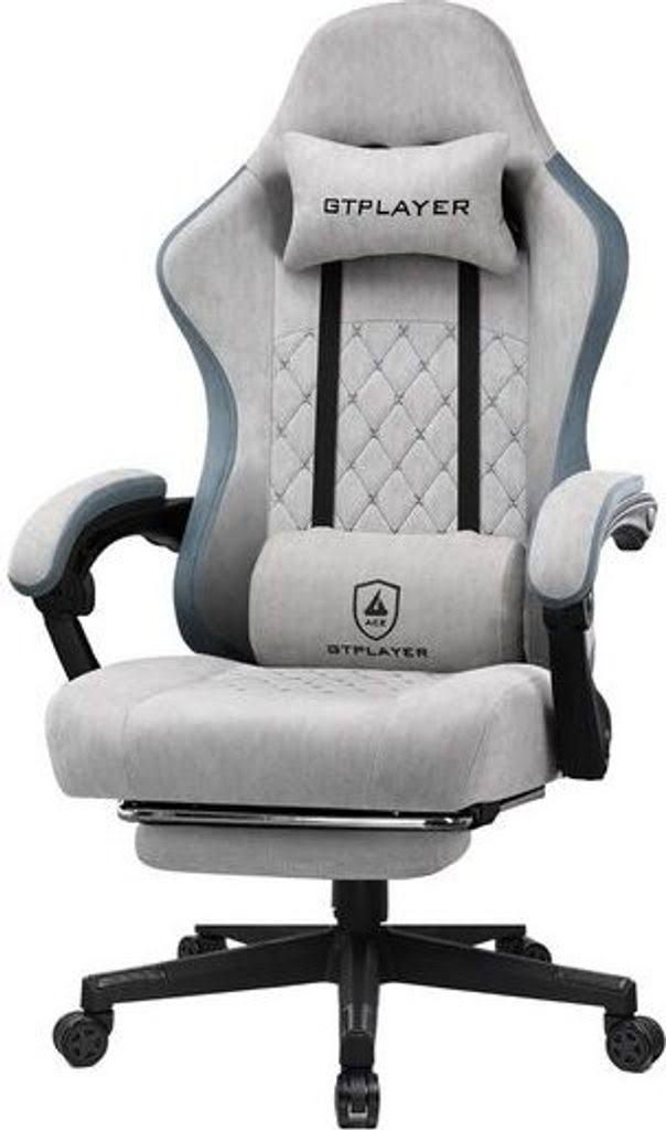 GTPLAYER Gaming Stuhl Ergonomischer Gaming Sessel Schreibtischstuhl PC Gamer Racing Stuhl mit Stoffoberfläche, Federsitzkissen, Verbindungsarmlehn...