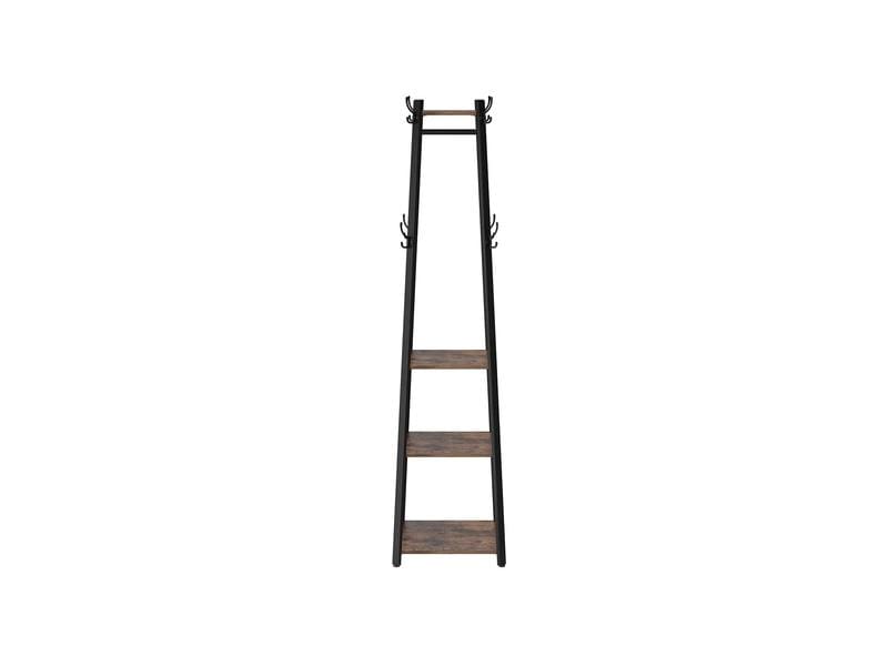 VASAGLE Garderobenständer mit 3 Ablagen 181 cm, Braun/Schwa Kleiderständer