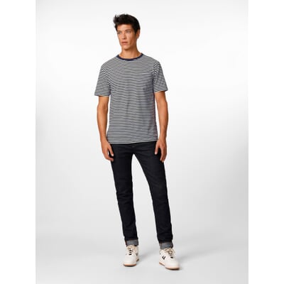 Herren-Ringel-T-Shirt, Marine-Weiß