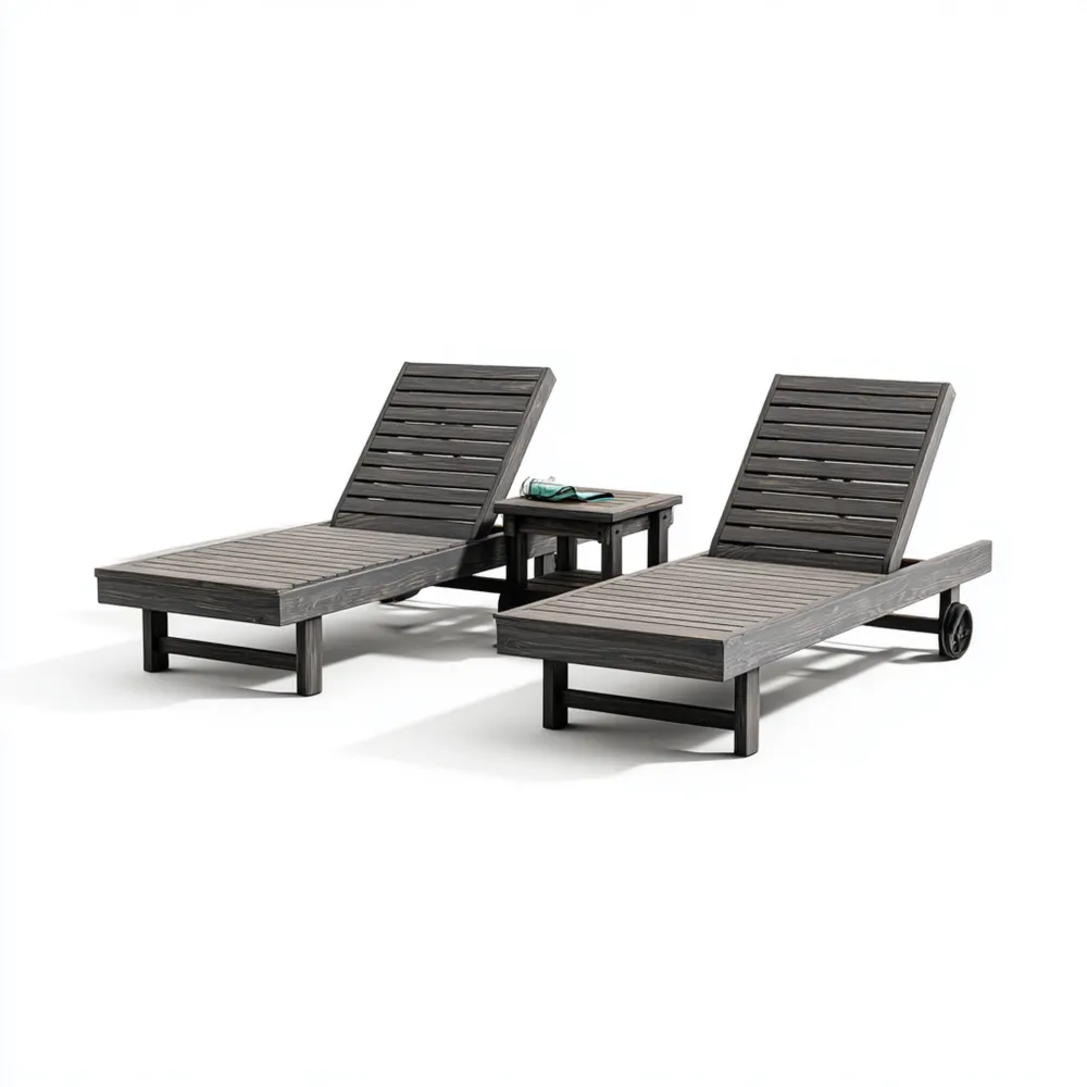 Gartenliege Set Holz 200x70x35 cm - Dunkelgrau - Modernes Design