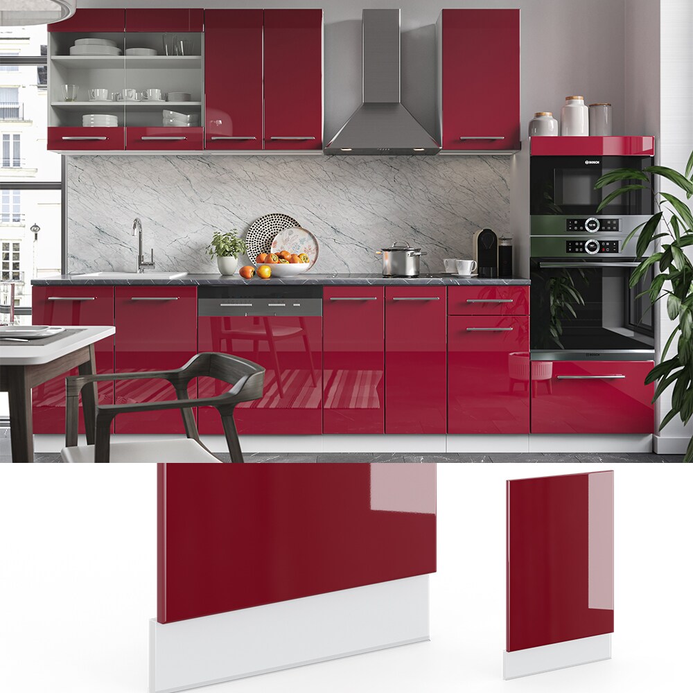 VICCO Geschirrspülerfront 45 cm Bordeaux Hochglanz Küchenschrank Blende Küchenzeile Fame-Line
