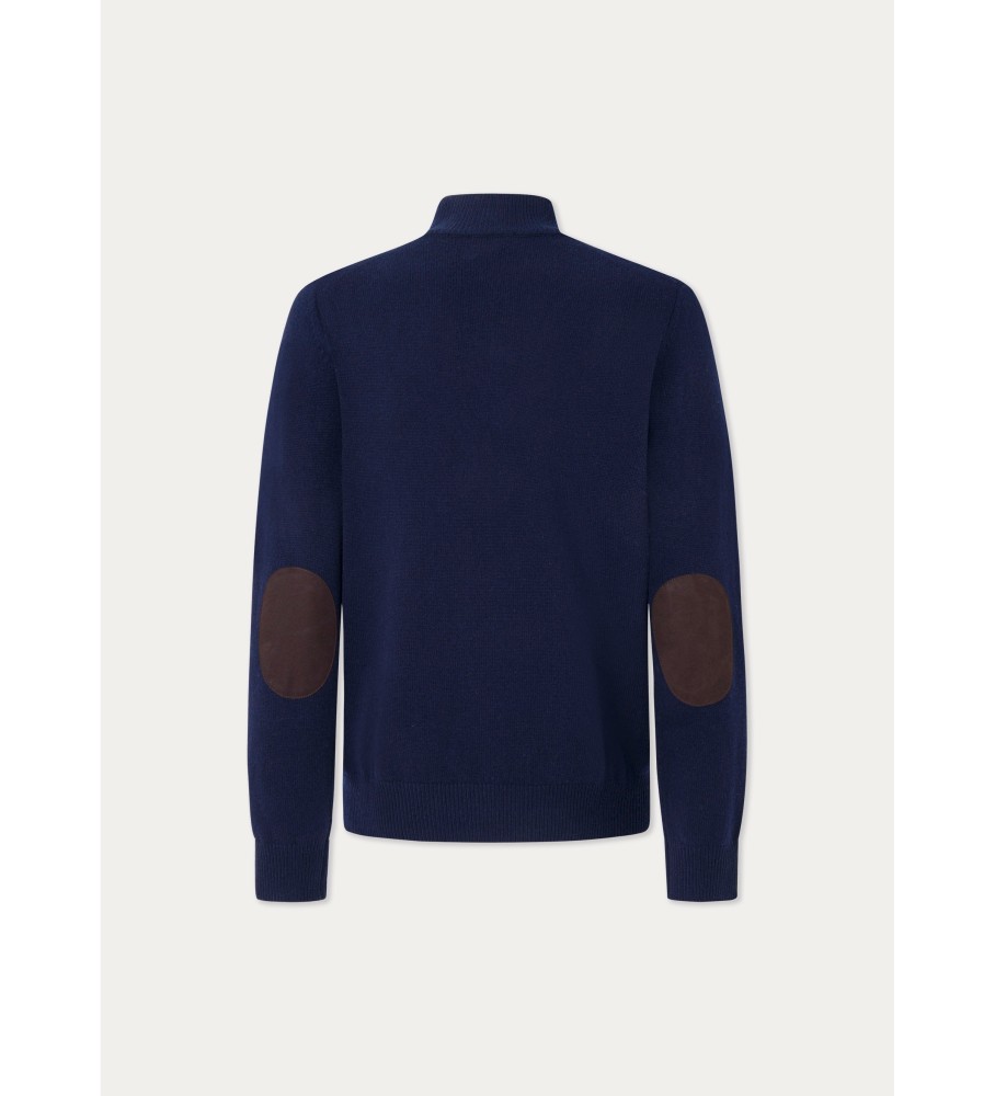 Camisa Hackett da Lana Lambswool Hzip Marino