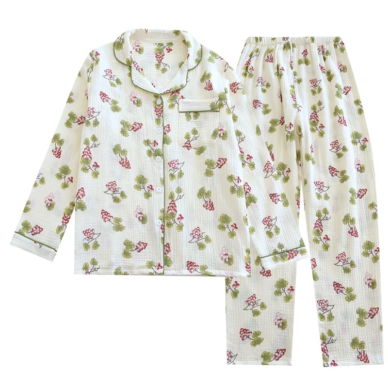 MelMount - Pyjamaset: T-shirt met druivenprint + broek