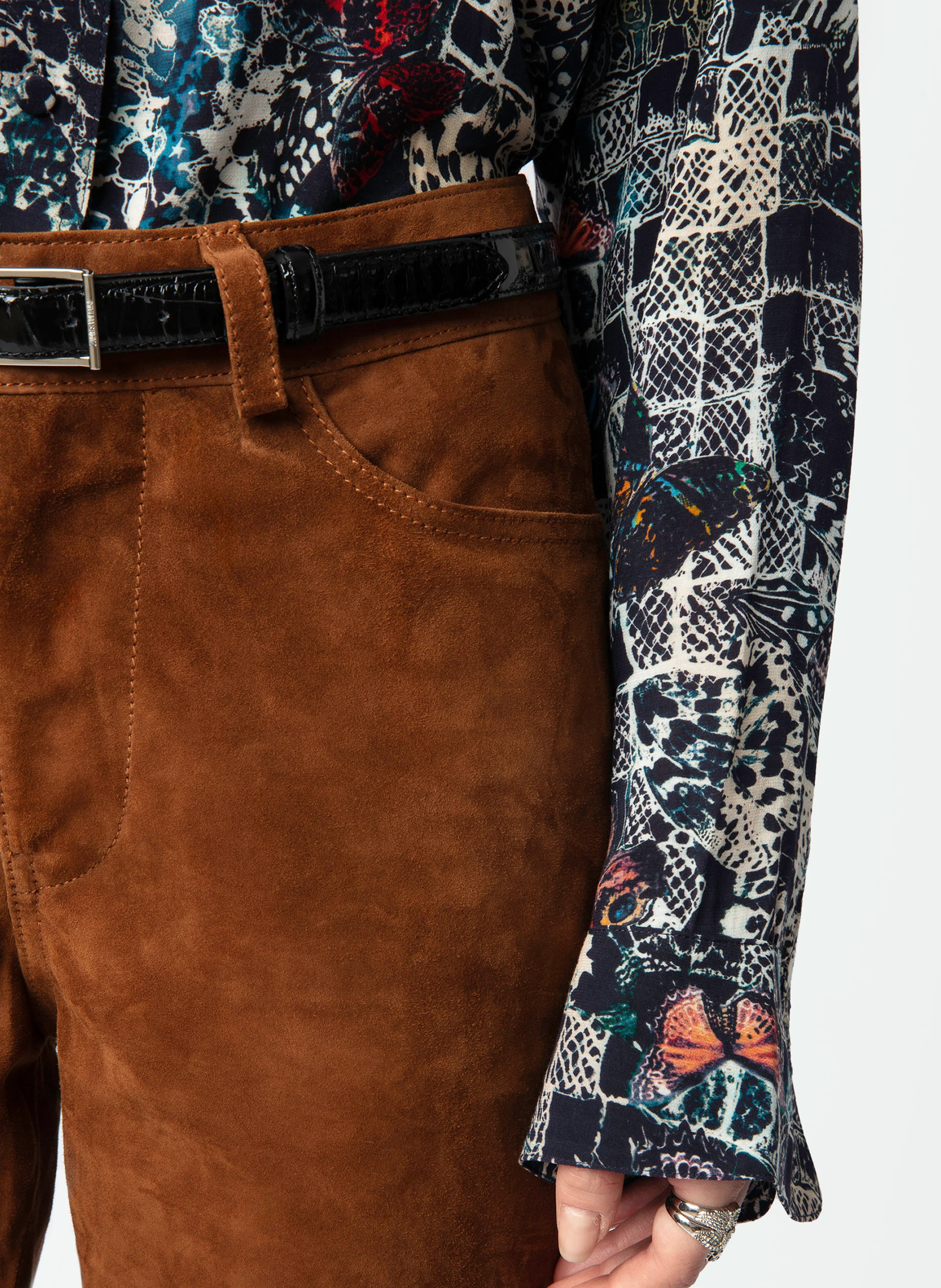 PISTOL - Pantalon droit en suédine| Marron
