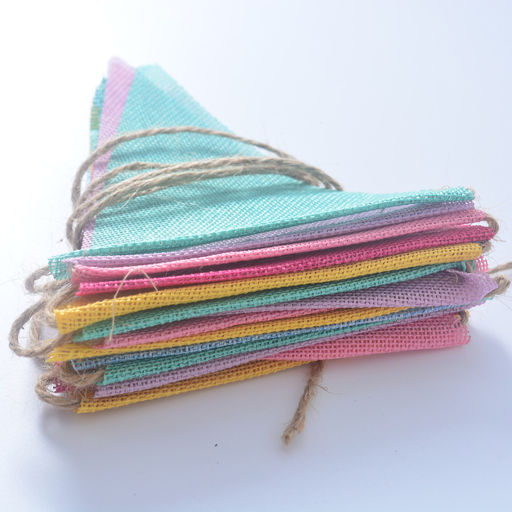 (3m) Leinen Wimpelkette Kinderzimmer Fahnen Girlande Party Deko Accessoire - Bunt