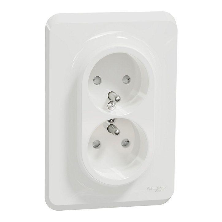 Prise double avec terre Schneider Electric Unica Déco blanc