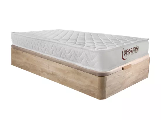 Ensemble 90 x 190 cm sommier coffre naturel clair + matelas mémoire de forme ép.15cm - PELOPS de YSMÉE