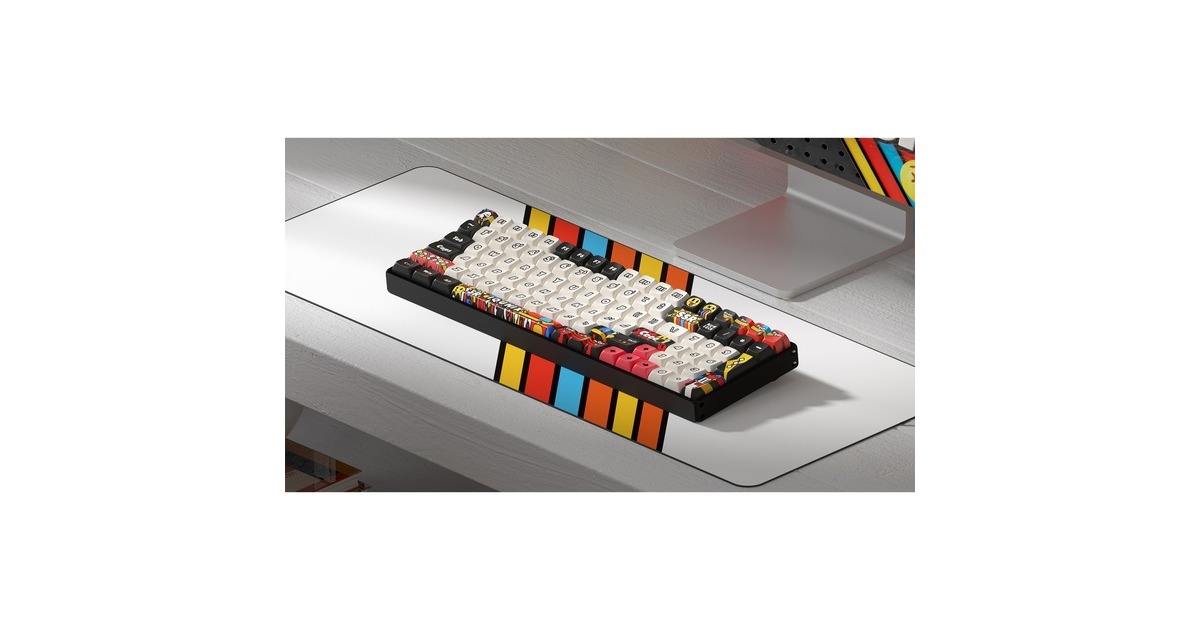 IqunixF97 Graffiti Diary Wireless Mechanical Keyboard, gaming toetsenbord  (Zwart/wit, US lay-out, TTC Gold Pink, RGB leds, 96%, Hot-swappable, PBT, 2.4GHz | Bluetooth 5.1 | USB-C)