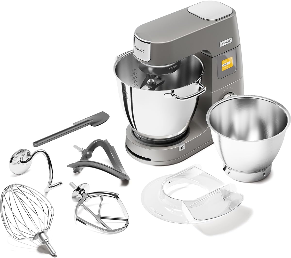 Kenwood KWL90.004.SI Titanium Chef Patissier XL Küchenmaschine, 2 Schüsseln 5L & 7L, 4 Rührelemente, Spritzschutz, Premium-Design