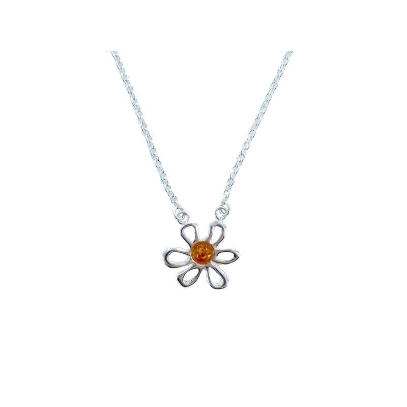 Collier argent 925 Ambre veritable de la mer Baltique