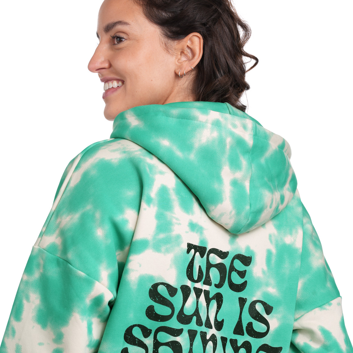 Jonas Nielsen Peanuts Hoodie im Tie Dye Look grün / hellbeige