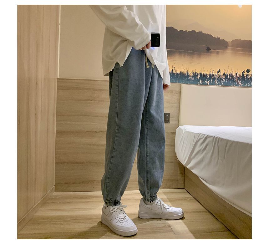 AXEN - Denim joggingbroek met hoge taille