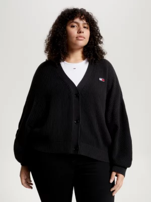 Cardigã Curve Essential com Decote em V Canelado e Modelagem Relaxada