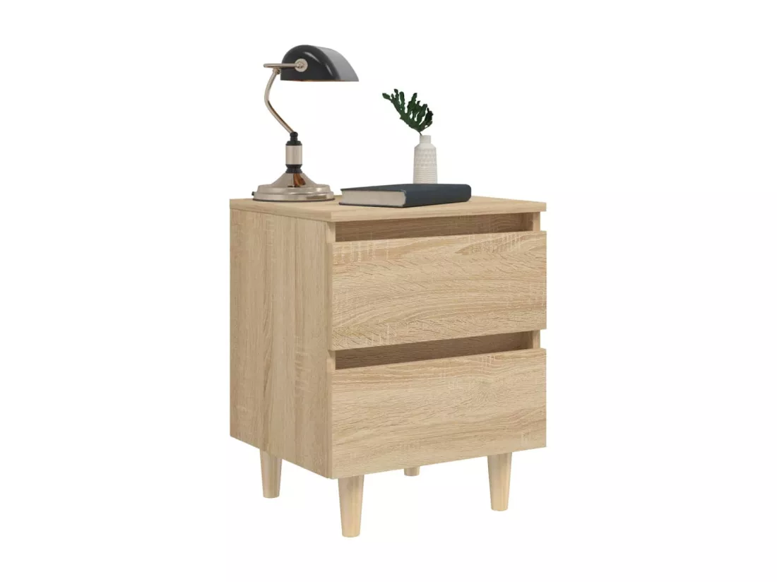 Prolenta Premium - Tables de chevet pieds en pin 2 pcs chêne sonoma 40x35x50 cm