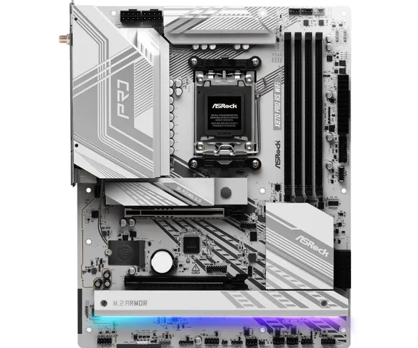 ASRock X870 Pro RS WiFi - Bundkort - ATX - Socket AM5 - AMD X870 Chipset - USB4, USB 3.2 Gen 1, USB-C 3.2 Gen 2x2 - 2.5 Gigabit LAN, Wi-Fi 7, Bluetooth - onboard grafik (CPU påkrævet) - HD Audio (8-kanaler)