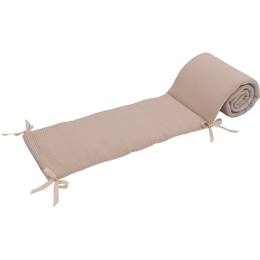 Ullenboom Patchwork-Nestchen Waffelpiqué für Babybett 140x70 cm Sand (210 cm Kopfbereich)