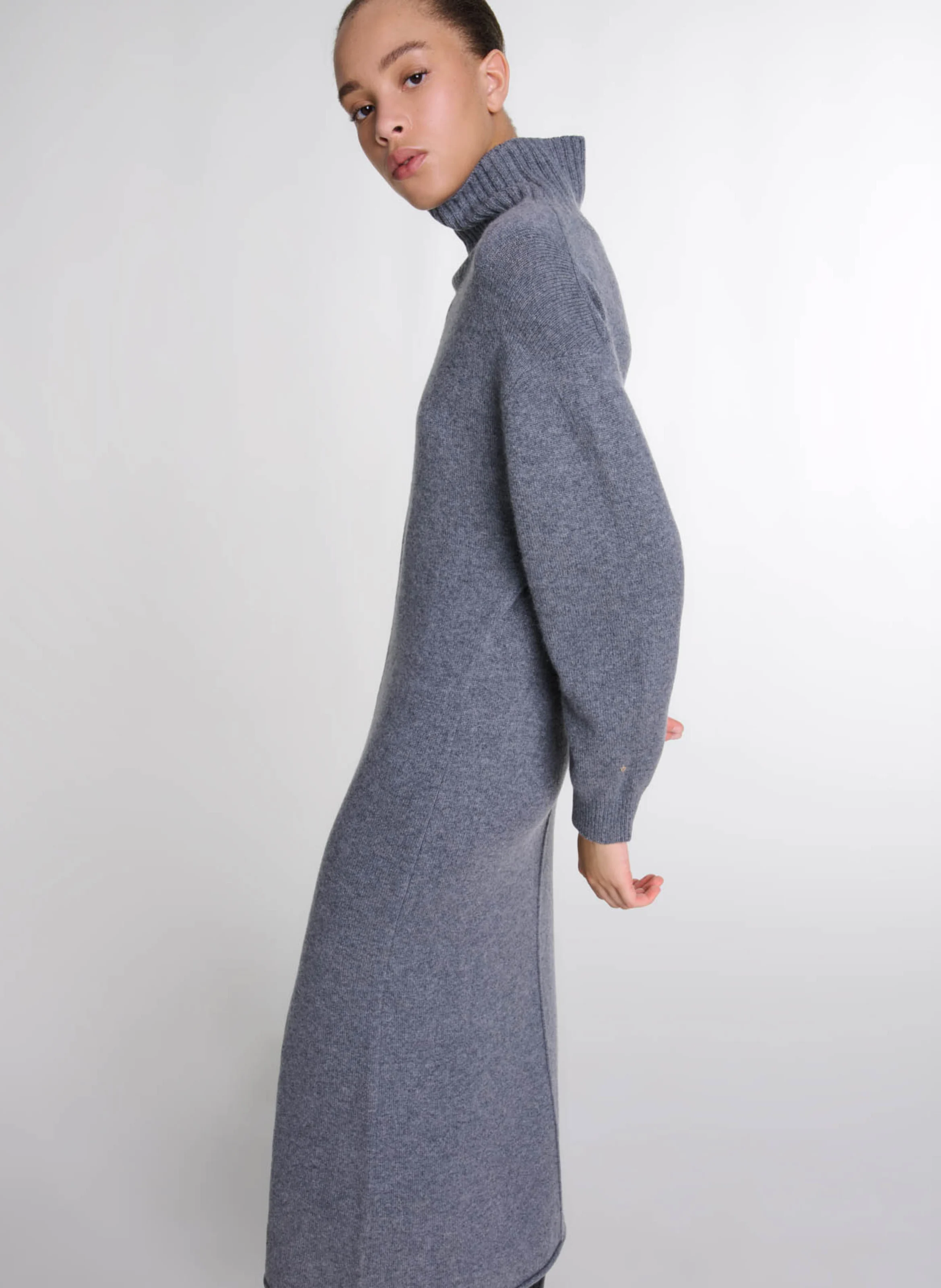 Robe pull cintrée en cachemire mélangé | Gris