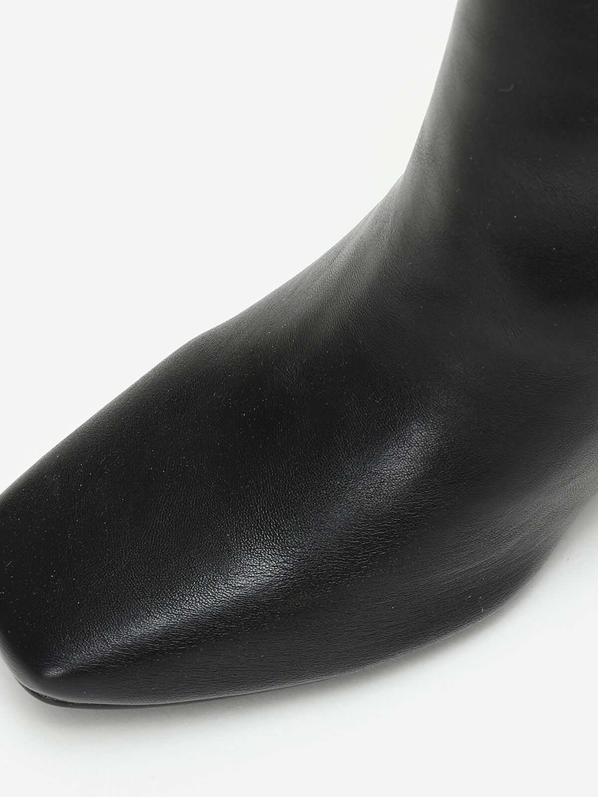 Bottines bi-matières à talon et bout carré- Noir