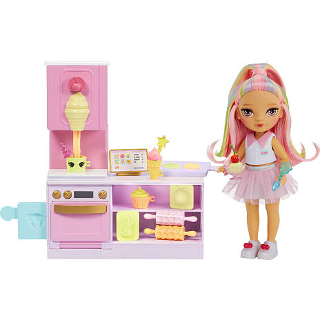 Rainbow High Dessert Shop legesættet + Littles dukke 15,4 cm