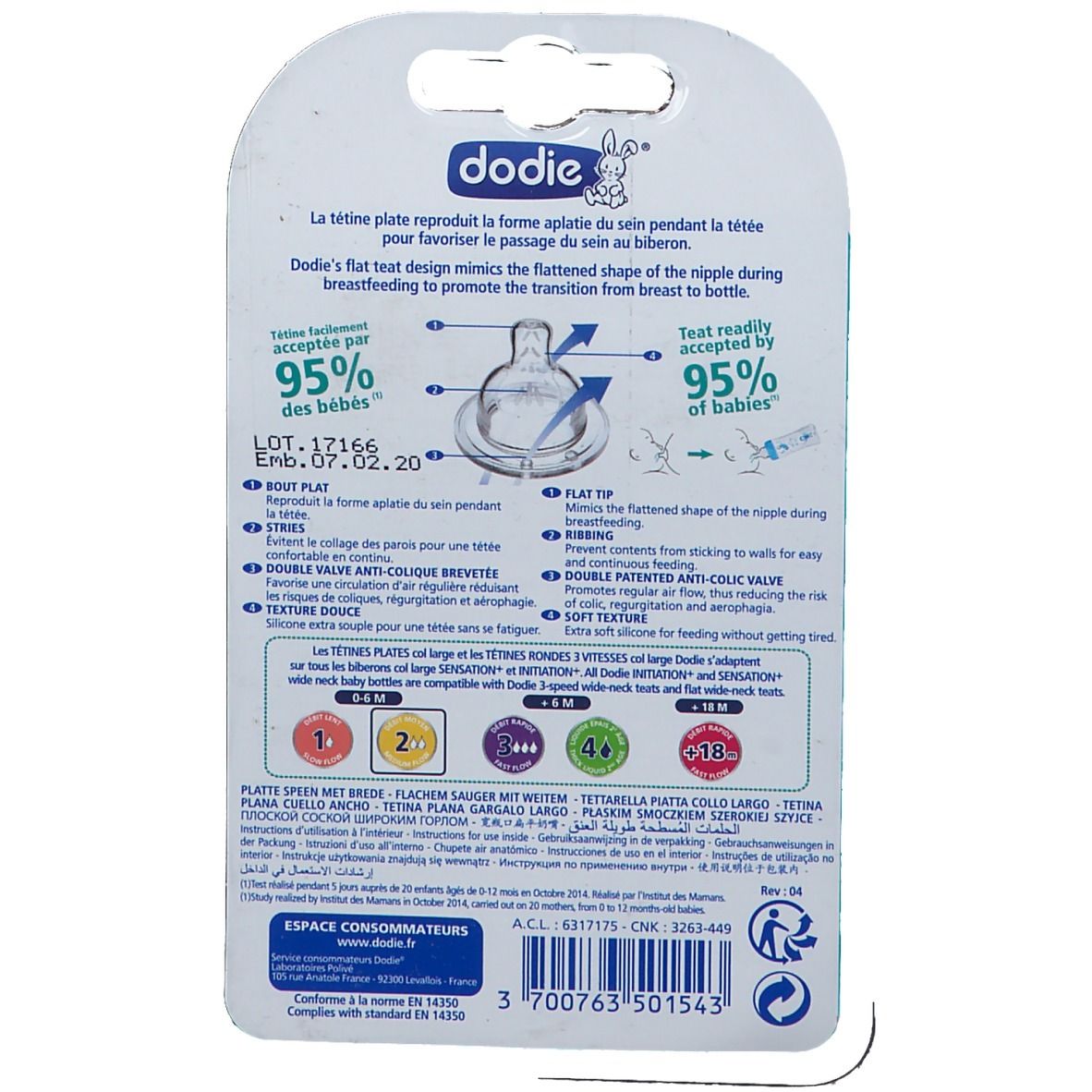 dodie® Anti-Kolik Flaschensauger Sensation+ 0-6 Monate