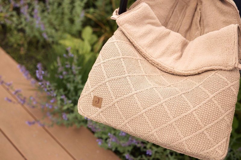 Jollein - Basic Voetenzak - Check Knit - Biscuit/Oatmeal