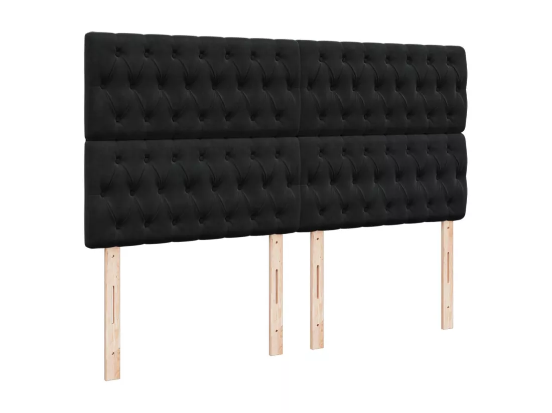Sommier à lattes de lit avec matelas Noir 180x200 cm Velours