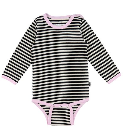 Mads N?rgaard Body l/æ - Soft Dou Striped - Off White/Black/Pink